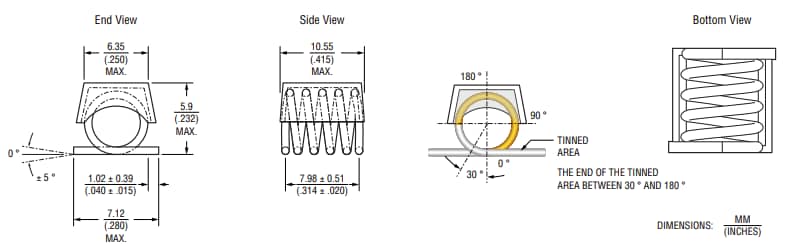 Mechanical Drawing - Bourns AC1060R Air Coil Inductors